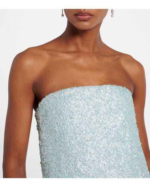 La Fuori White Embellished Silk Bustier Dress