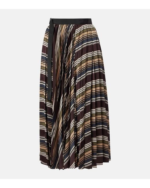 Sacai Black Striped Midi Skirt