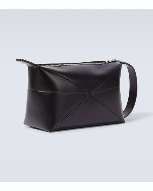 Loewe Black Puzzle Fold Leather Toiletry Bag for men