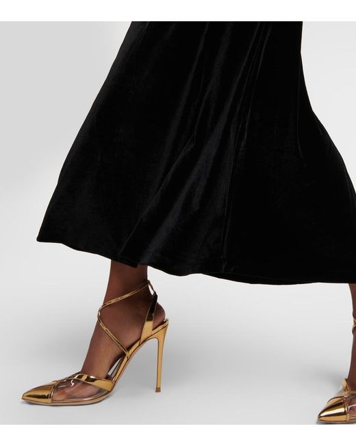 Polo Ralph Lauren Black Slim-fit Stretch-velvet Maxi Dress