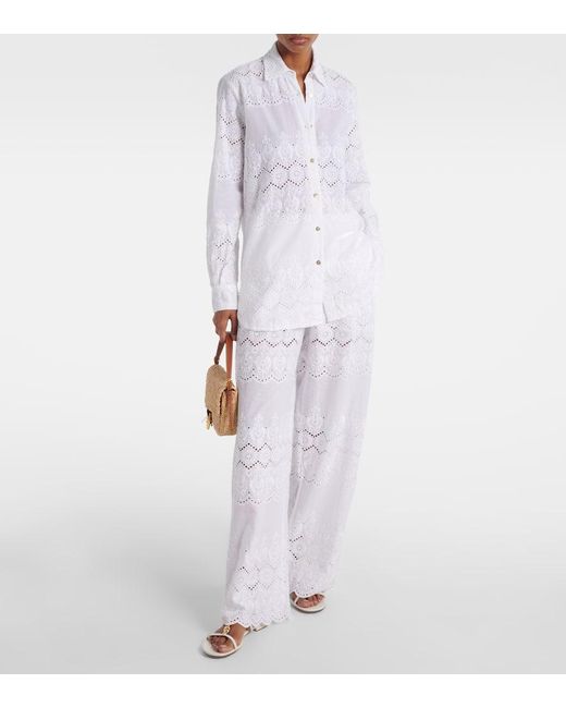 Melissa Odabash White Orla Broderie Anglaise Cotton Shirt