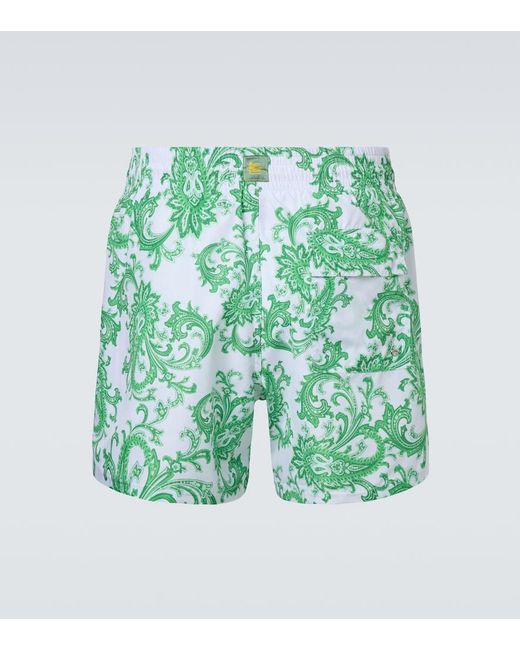 Etro Green Paisley Swim Trunks for men