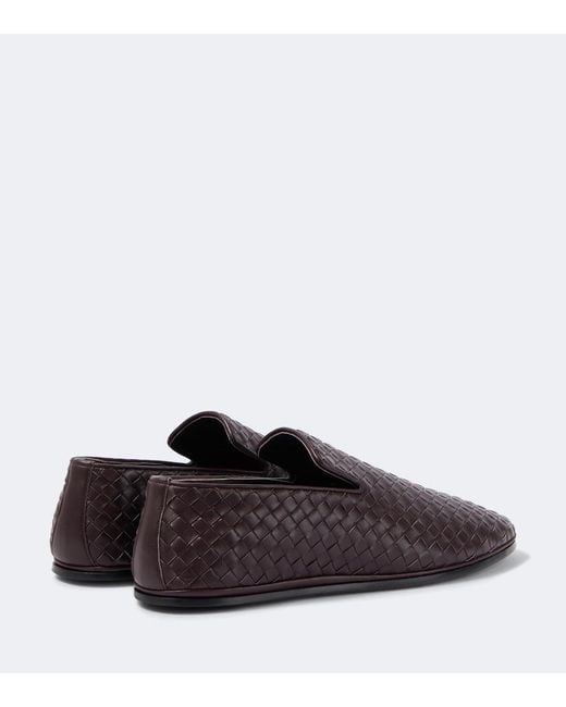 Bottega Veneta Brown Sunday Intrecciato Leather Slip-On Shoes for men
