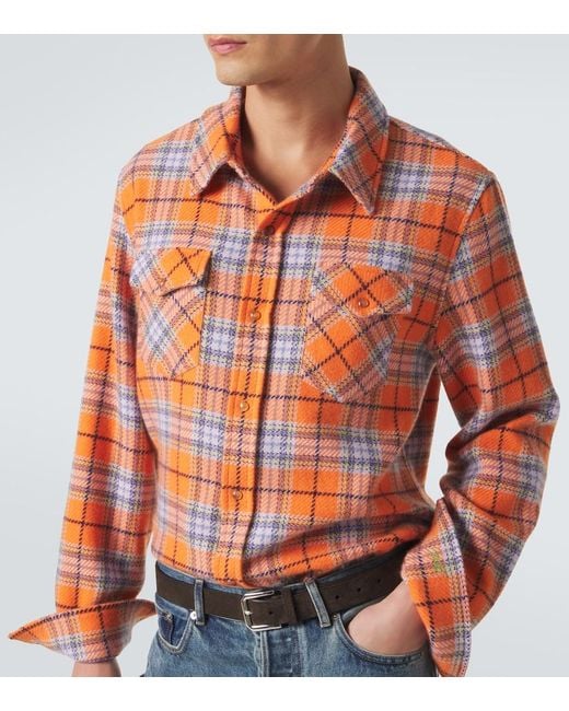 God's True Cashmere Orange Midnight Sun Cashmere Shirt With Carnelian for men