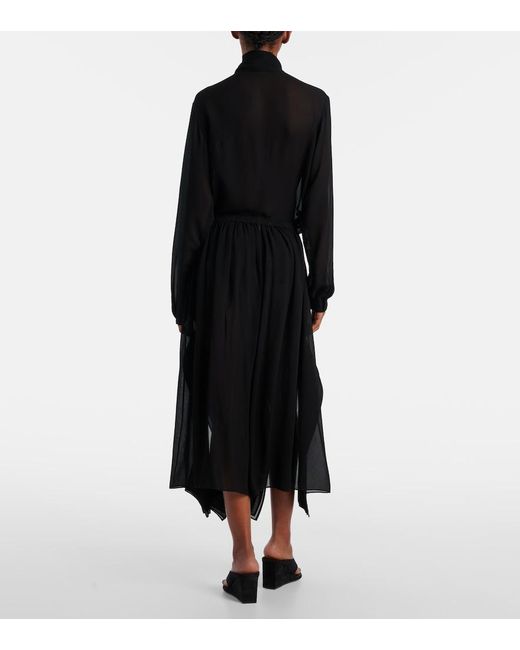 Alaïa Black Low-Rise Georgette Wide-Leg Pants