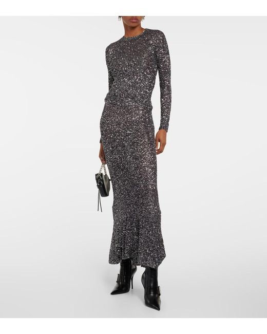 Balenciaga Gray Sequined Metallic Knit Sweater