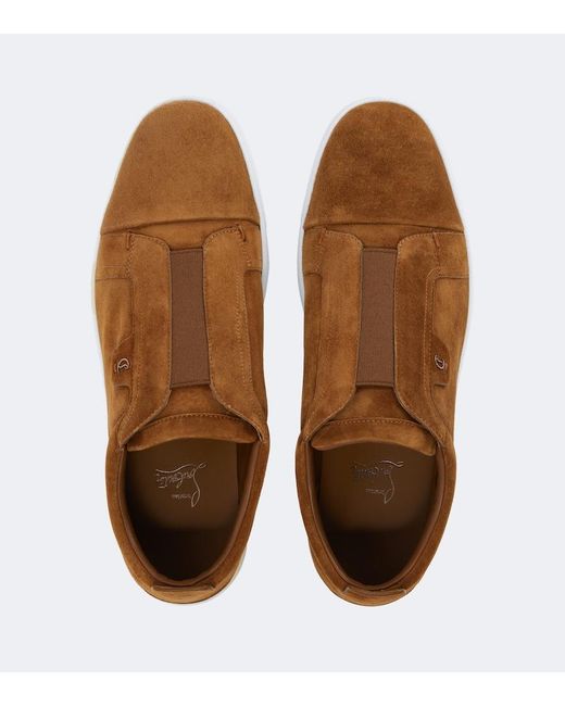 Christian Louboutin Brown St Louis Low-Top Leather Trainers for men