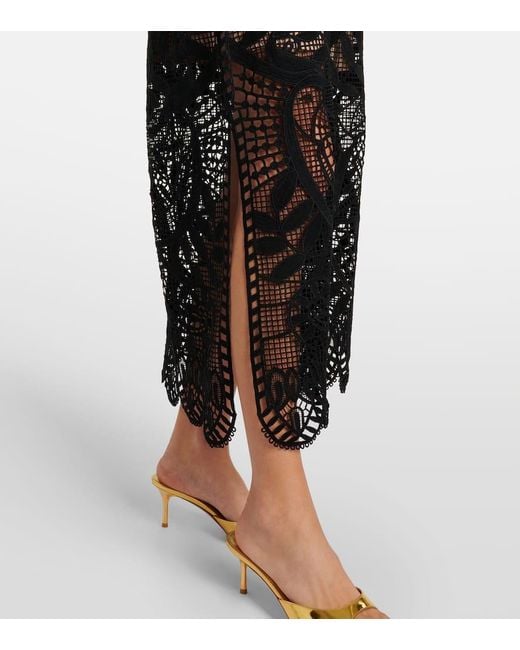 Farm Rio Black Nature Guipure Lace Maxi Dress