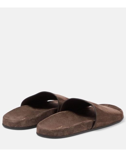 The Row Brown Hugh Suede Slides