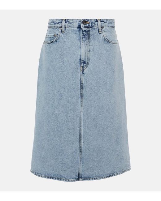 Totême Blue Organi Cotton Denim Midi Skirt