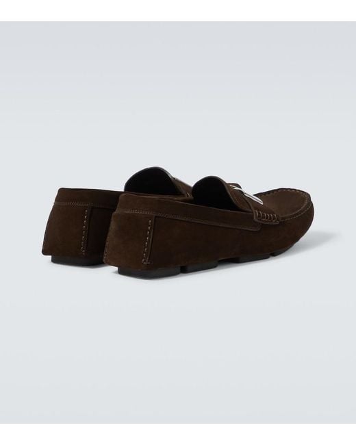 Dolce & Gabbana Brown Suede Loafers for men