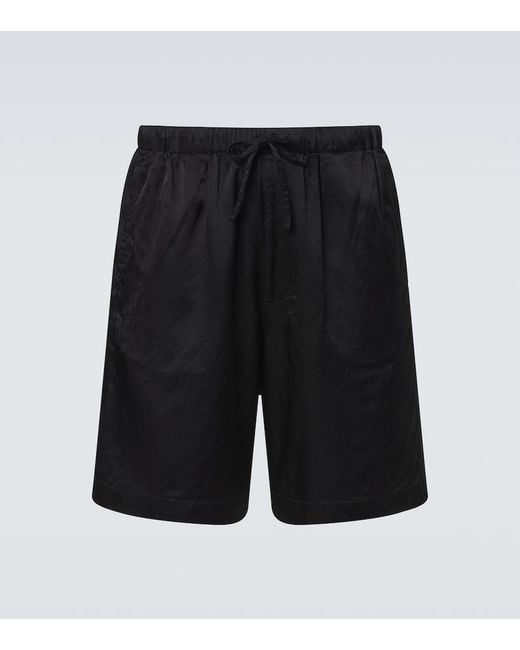 Dries Van Noten Black Gathered Bermuda Shorts for men
