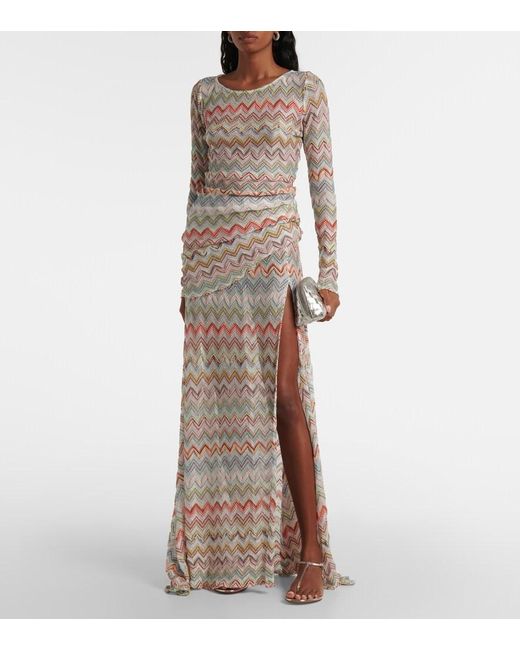 Missoni White Zigzag Metallic Maxi Skirt