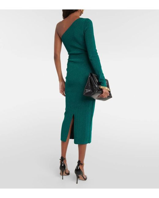 Vestido midi de un solo hombro Victoria Beckham de color Green
