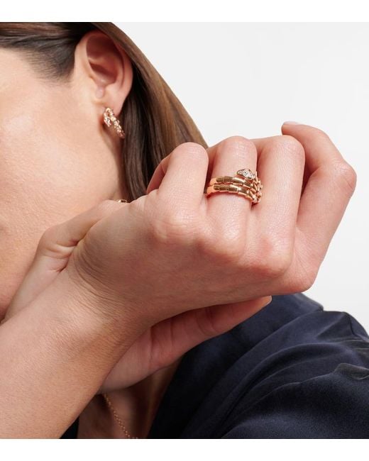 BVLGARI White Ring Serpenti Viper Aus 18Kt Rosegold Mit Diamanten