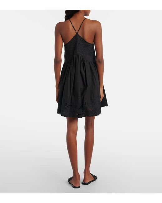 Juliet Dunn Black Embroidered Cotton Poplin Minidress