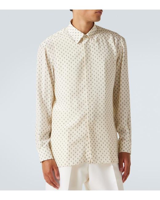 Tom Ford White Paisley Silk Crepe De Chine Shirt for men