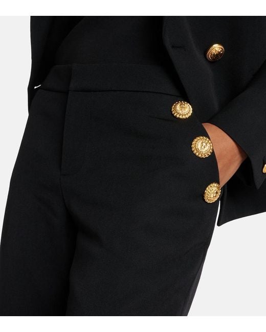 Balmain Black Virgin Wool Flared Pants