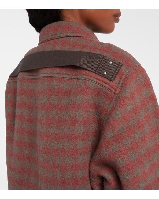Rick Owens Red Checked Virgin Wool Overshirt