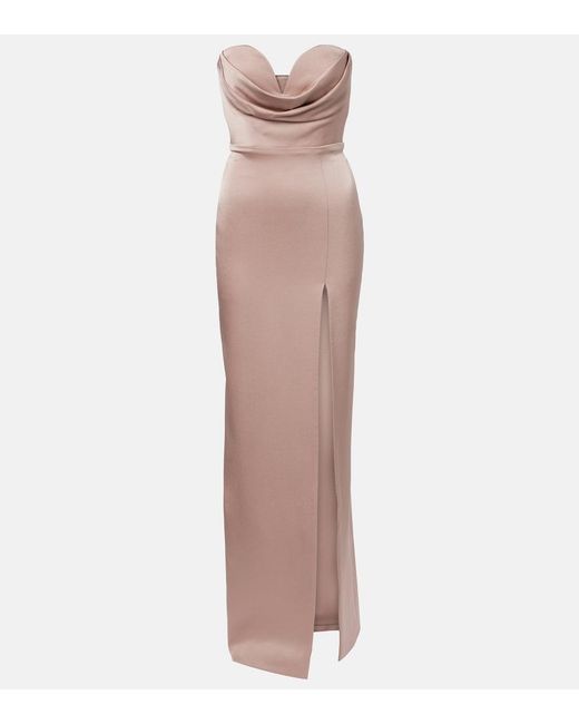 Alex Perry Natural Draped Satin Bustier Gown