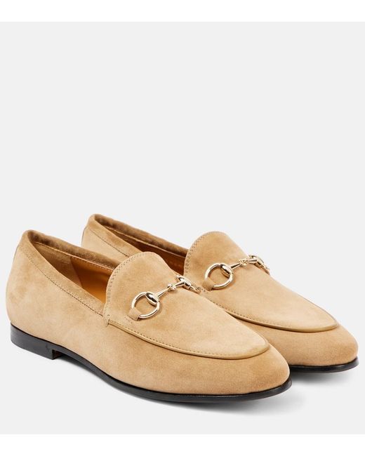 Gucci Natural Jordaan Suede Loafers