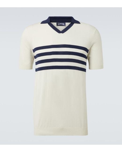 Vilebrequin White Striped Cotton Polo Shirt for men