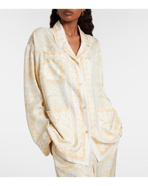 Versace Natural Barocco Silk Twill Shirt
