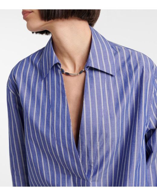Vince Blue Striped Cotton Polo Shirt