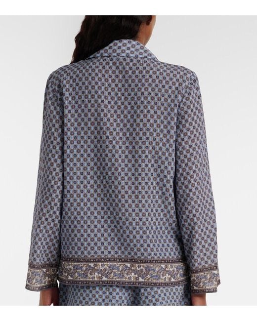 Veronica Beard Blue Eva Printed Blouse