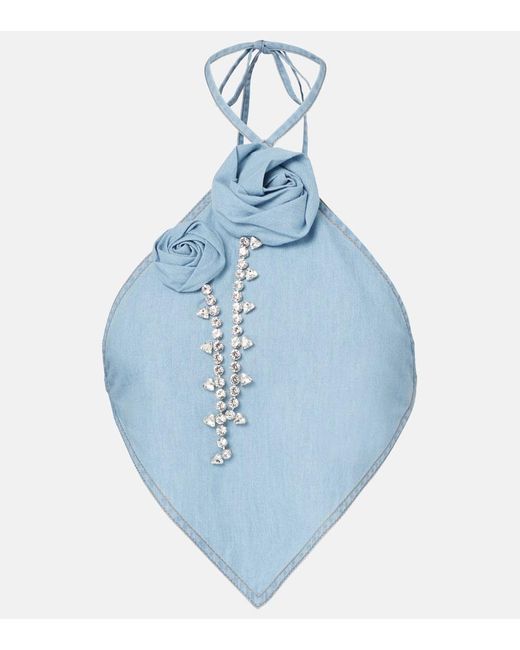 Top De Algodon Con Aplique Floral Area de color Blue