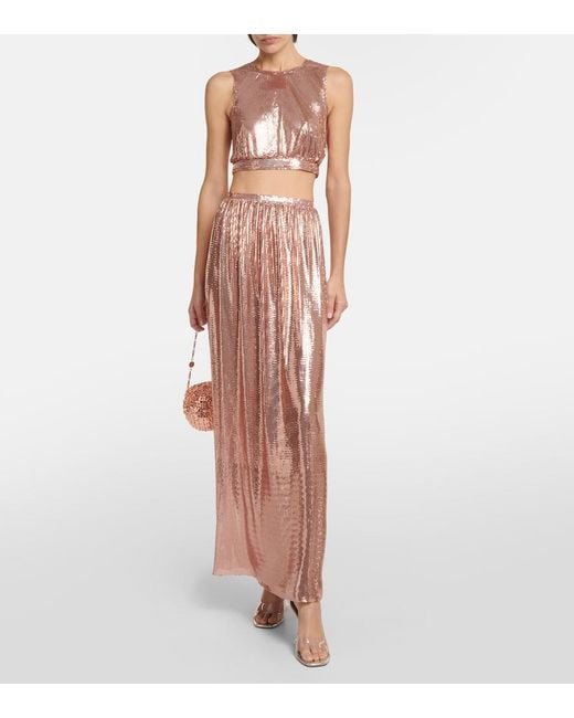 Rabanne Brown Metallic Mesh Top