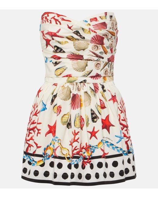 Dolce & Gabbana Red Capri Printed Cotton-blend Minidress