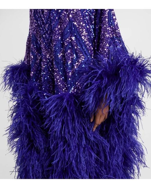 ‎Taller Marmo Blue Kaftan Casta Diva Follies Mit Pailletten