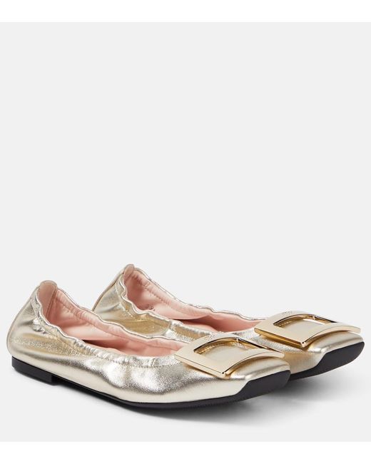 Roger Vivier Pink Ballerinas Viv' Pockette Aus Metallic-Leder