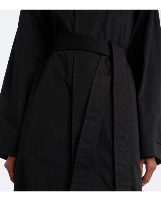 Bottega Veneta Black Intrecciato Cotton Trench Coat