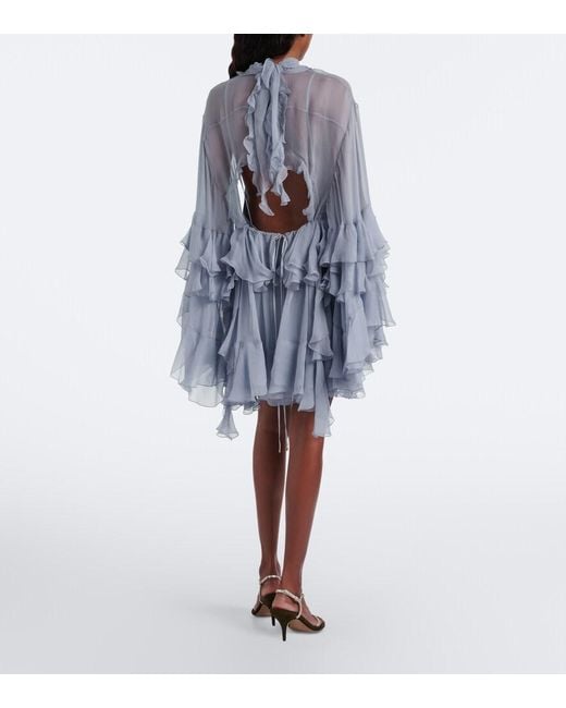 Chloé Blue Ruffled Muslin Minidress