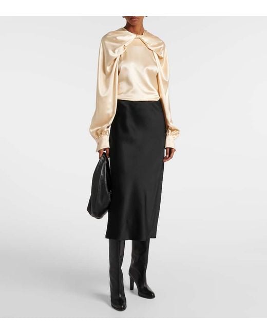 Max Mara Natural Bluse Elegante Key Aus Seidensatin