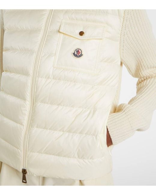 Moncler Natural Down-Paneled Wool And Cashmere Cardigan