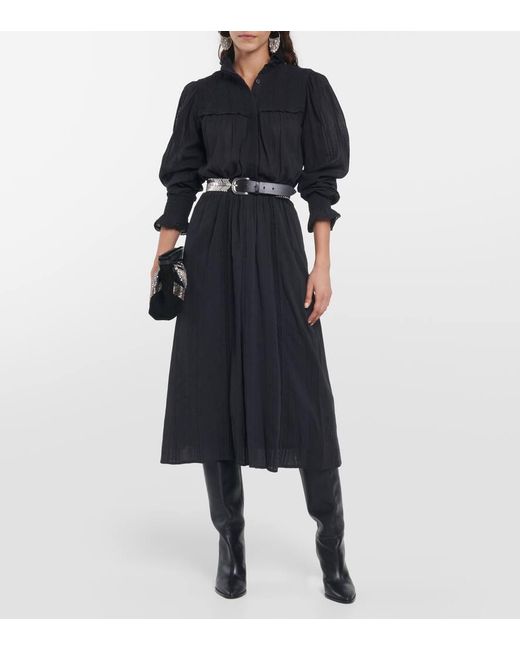 Isabel Marant Black Imany Cotton-blend Midi Dress