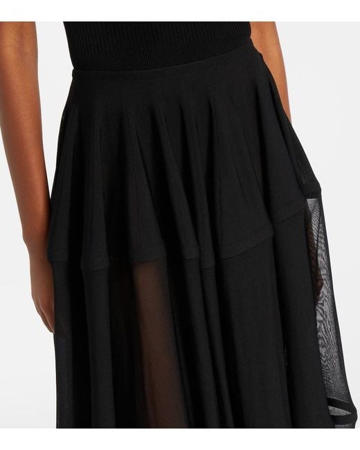 Falda Midi Semitransparente Alaïa de color Black