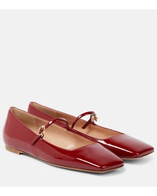 Gianvito Rossi Red Christina Patent Leather Mary Jane Flats