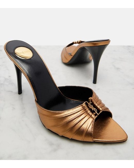 Saint Laurent Babylone Metallic Leather Mules