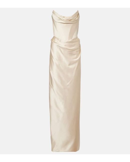 Vivienne Westwood Natural Galaxy Draped Crepe Satin Bustier Gown
