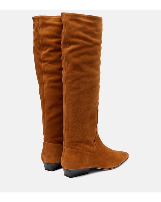 Staud Brown Stiefel Wally Aus Veloursleder