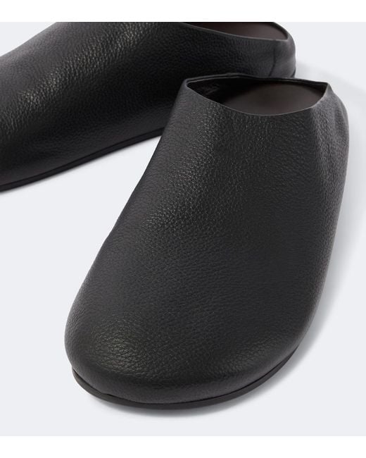The Row Black Hudson Leather Mules for men