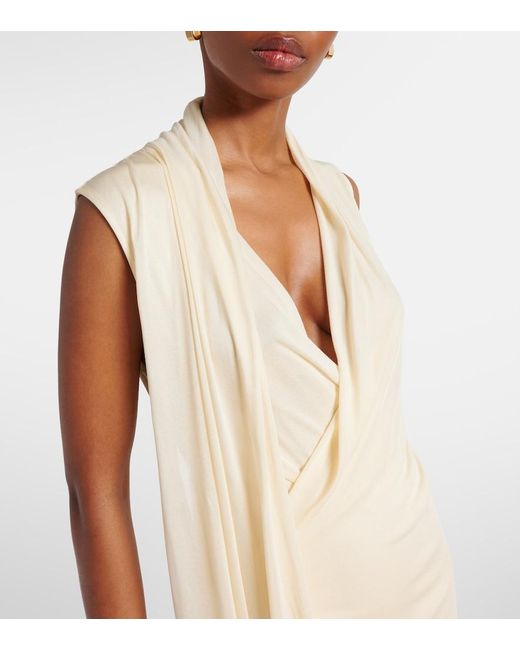 Totême  Natural Draped Scarf-Detail Jersey Wrap Dress
