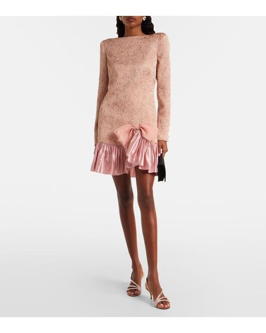 Valentino Pink Wool And Silk-Blend Matelasse Minidress
