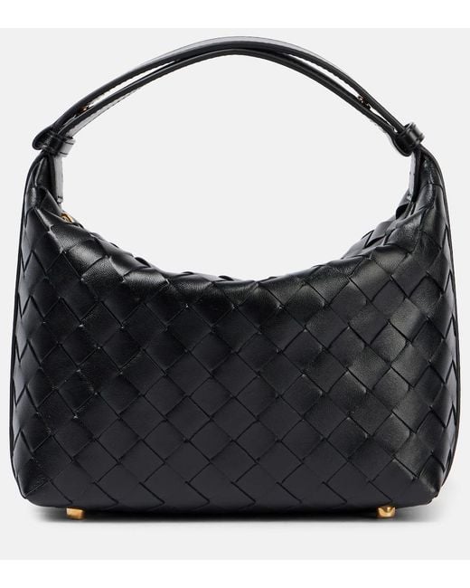 Bottega Veneta Black Wallace Mini Intrecciato Leather Shoulder Bag