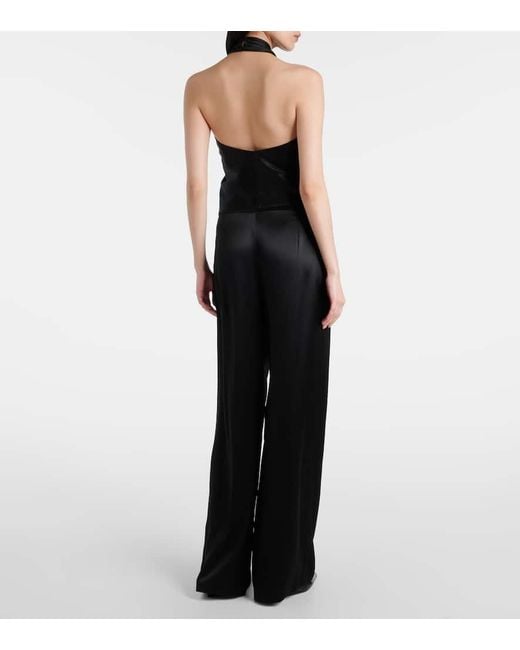 Top De Seda Drapeado Con Cuello Halter The Sei de color Black