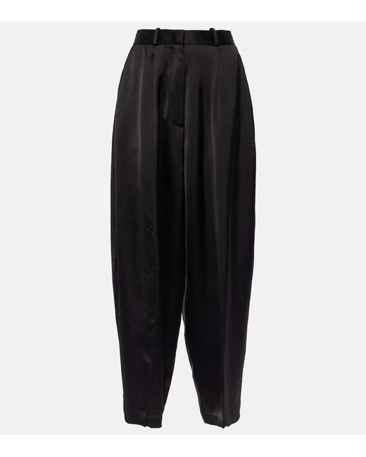 Pantaloni a gamba larga in crepe di raso di Co. in Black